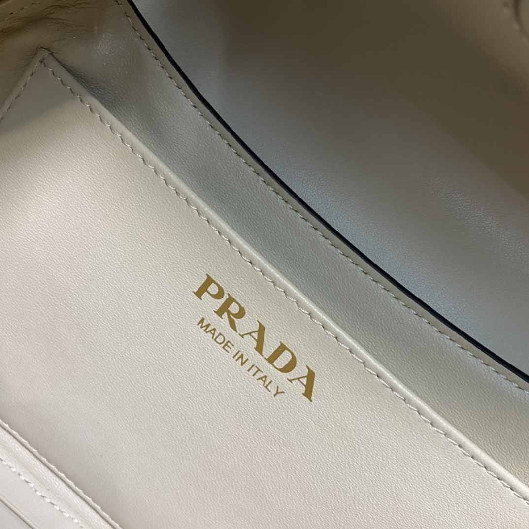 Prada Small Leather Shoulder Bag Handbag Travertine 1BD358